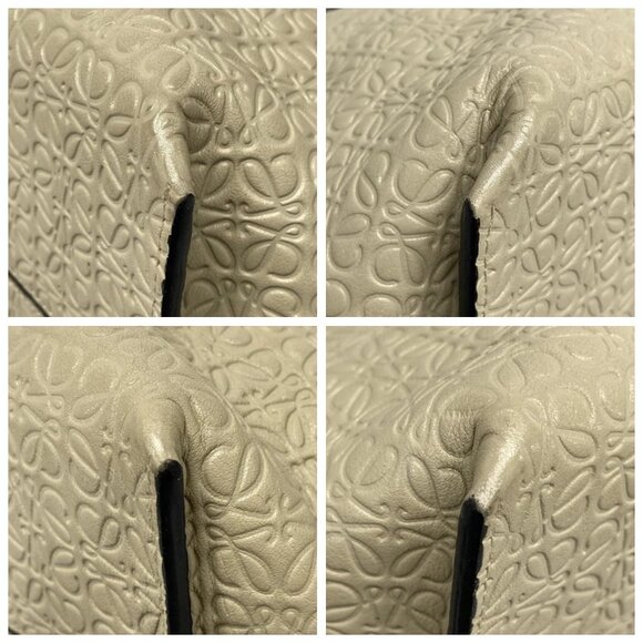 LOEWE T Shopper Bag/Repeat - Gray Beige Leather Tote Bag 513-080725 - Picture 6 of 14